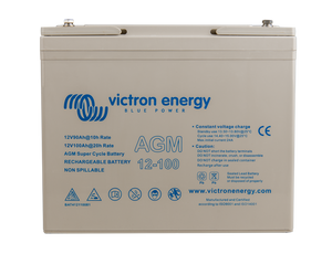 12V 100Ah AGM Super Cycle Battery (front)